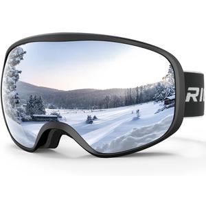 Kids Ski Goggles for Boys Girls Aged 3-14, 100% UV Protection OTG Ski Goggles (A02-black/Silver(vlt 10.2%))