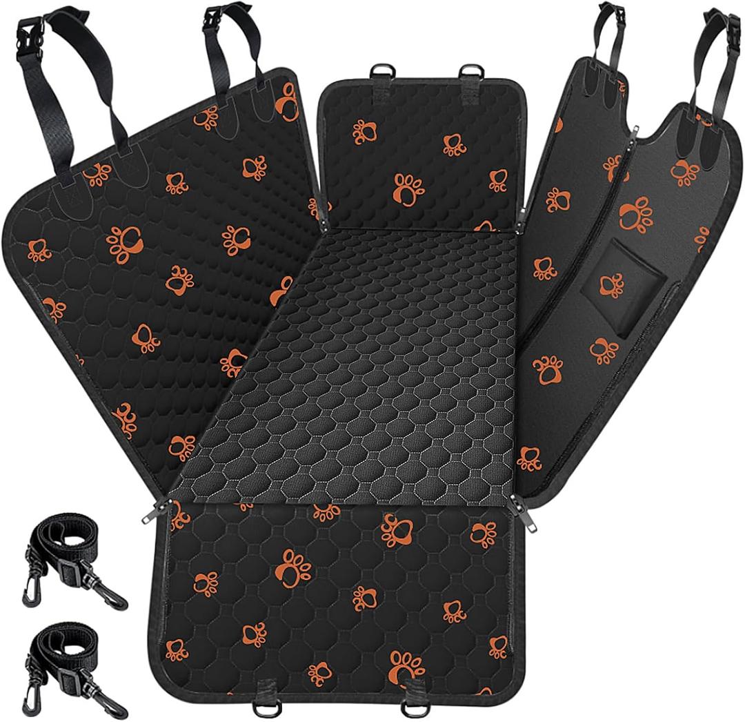 Mancro Dog Car Seat Cover for Back Seat, 2025 Upgraded 600D Heavy Duty Waterproof & Scratch-Resistant Dog Hammock for Car, Back Seat Pet Cover for Dogs with Sedan, and SUVs, Standard, Paw Prints (Standard (54" W x 55" L))