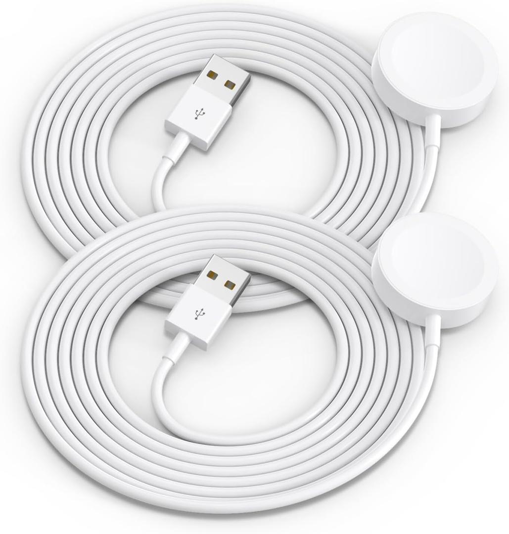 2Pack Upgraded for for Apple Watch Charger USB Magnetic Wireless Fast iWatch Charger Portable Compatible with iWatch Ultra/Series 9/8/7/6/SE/SE2/5/4/3/2/1-[3.3FT] (White)
