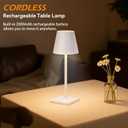 2 Pack Cordless Table Lamps Rechargeable, Battery Operated Touch Dimmable LED Lamp with 3 Color Temperatures, Adjustable Height Wireless Table Lamp for Restaurant, Bar, Bedroom