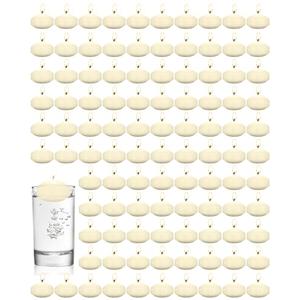 Treela 80 Pcs 3 Inch Unscented Floating Candles, Dripless Tealight Candles Home Decorations, Cute and Elegant Burning Candles for Wedding Vases Centerpieces Party Accessories (Ivory)