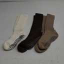 Pilates Socks with Grips for Women, 3 Pairs Long Scrunch Non Slip Yoga Barre Hospital Slouch Socks (Mix Color)