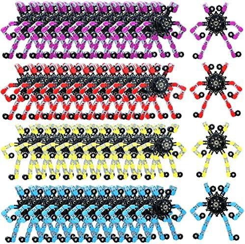 28 Pack Transformable Fidget Spinners Toys, Valentines Party Favors, Stress Relief Sensory Fidget Toys Deformable Chain DIY Robot Spinner Fingertip Gyro Birthday Valentines Day Gifts for Kid Adults