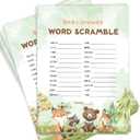 GardenCity Baby Shower Word Scramble Game Cards, Woodland Baby Shower Games for Boy or Girl, 50 Pack, Woodland