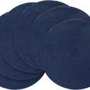 Floroom 15 Inch Round Braided Placemats Set of 6, Washable Heat Resistant Cotton Polyester Circle Place Mats for Kitchen Dining Table - Navy Blue
