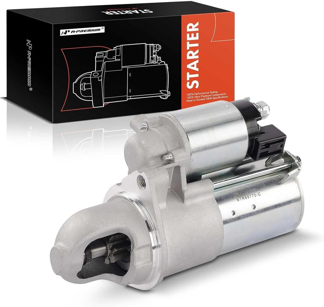 A-Premium Starter Motor Compatible with Kia Sorento 2007-2009, Borrego 2009-2011, 3.3L 3.8L, 12V 1.4KW 8-Teeth Clockwise, Replace# 36100-3C170, 36100-3C170RU