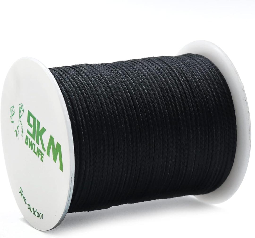 9KM DWLIFE Black Kevlar Cord, 50lb~1500lb, High Tensile Strength, Flame Resistant, Braided Fishing Line, Wind Chime String, Kite Line, Camping, Model Rocket, Outdoor Survival Strong String (300lb | 1.3mm(Dia.)x100ft)