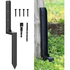 33.62" Heavy Duty Fence Post Repair Kit – One-Piece 11-Gauge Steel Anchor Ground Spike for 4x4 & 6x6 Wooden Fence Posts, Mailbox Post, Gate, Garden & Farm Reinforcement (1, Black)