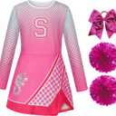 Koatobbor Cheerleader Costume for Girls Halloween Party Uniform Outfit 3-12 Years (Pink)