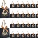 50 Pack Small Thank You Gift Bags with Handles, Black Mini Party Favor Bags 5.5''x 2.5''x4.7'', Mini Gift Bags Bulk with Bow Ribbon for Valentine's Day, Bridal, Wedding, Baby Shower