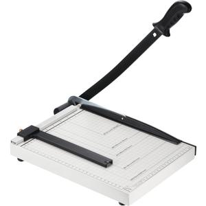 PATIKIL Paper Cutter A4 Stack Paper Trimmer for Cardstock, 12" Cutting Length, Guard Rail Paper Press Tool, Adjustable Guide, Metal Base, 12-Sheets Capacity, Paper Slicer for Office, Home