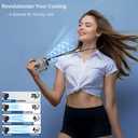 Portable 4-in-1 Waist/Neck/Desk Fan with Phone Stand & LED Light | 10000RPM Ultra-Fast Cooling, 4-Speed Rechargeable Battery | Lightweight for Indoor, Outdoor, Camping, Makeup(Grey)