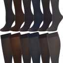 Winterlace Womens Trouser Socks, Opaque Stretchy Nylon Knee High, Many Colors, 6 or 12 Pairs