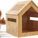 Wood Cat House, Habitat for Small Animals, Cat Shelter for Wild Cats, Suitable for Indoor and Outdoor Kittens, Chickens and Guinea Pigs, Durable, Weather-Resistant, DIY Paintable