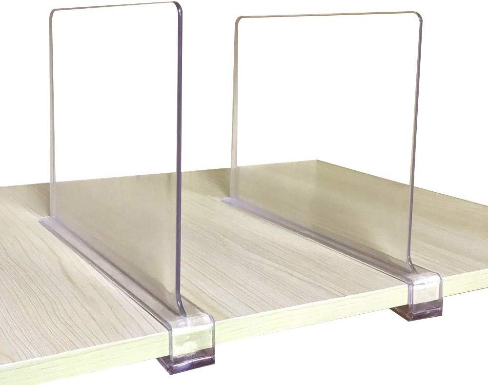 CY craft Shelf Dividers for Closets, Clear Acrylic Shelf Divider for Wood Shelves and Clothes Organizer/Purses Separators Perfect for Kitchen Cabinets and Bedroom Organizer, 2 Pieces