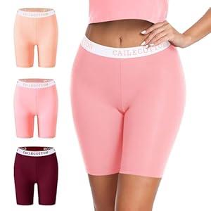 CAILECOTTON Womens Underwear Cotton Boxer Briefs for Women High Waisted Boy Short Panties Strech Breathable - 4 pack (Small)