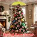 Novabright April Spring Tree Topper Decorations April Showers Bring May Flowers Decorations Yellow Umbrella with Garland and Ribbon for Home Classroom Office Easter Party Decor DIY Crafts