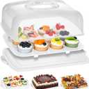 VGOODALL Cake Carrier, 12 Capacity Large Cupcake Holder, 3-in-1 Rectangular Cake Containers for Pies Muffin Candies Fruits Snacks, Dessert Storage Box for Parties, Picnics, Baking(1410.85) (White)