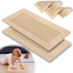 Orzbow Baby Proofing Soft Silicone Vent Cover for Home Wall/Ceiling/Floor Register of Width 5.3" to 5.9", Length 11.3" to 11.9", Child Proof Floor Air Vent Deflector Cover, Easy Install, Khaki, 2 Pack