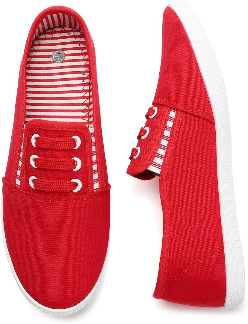 kufeiti Women's Canvas Slip On Shoes Sneakers for Women Fashion Comfortable White Black Elastic Sneakers for Women 9