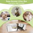 Low Entry Litter Box for Senior or Disabled & Injured Cats, Stainless Steel High Sided Enclosed Easy Step in Entry-Metal Kitty Litter Box for Kittens, Odor Control (19.7x13.8x5.9)
