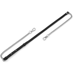 Bag Genuine Leather Chain Shoulder Straps Adjustable,Purse Straps Replacement Crossbody for Handbags(Black-S)