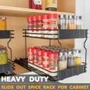 SpaceAid Pull Out Spice Rack Organizer for Cabinet, Heavy Duty Slide Out Seasoning Kitchen Organizer, Cabinet Organizer, with Labels, 8.5" W x10.75 D x8.5 H, 1 Drawer 2-Tier