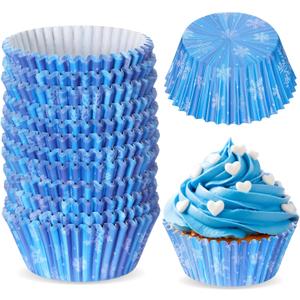 Reallnaive 300 Pcs Cupcake Liners Paper Baking Cups Muffin Cupcake Wrappers for Cakes Baking Ice Cream Dessert Cheese Wedding Birthday Party Supplies(Snowflakes Style)