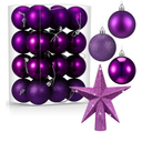 25 Pcs Mini Christmas Balls Ornaments Set 2.36 Inch Christmas Day Ball Topper Star Tree Hanging Ornaments for Party Decoration(Purple)