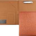 Enyuwlcm PU Leather Portfolio Folder with Clipboard Clip Padfolio for Women Interview School Office Business (Gloden)