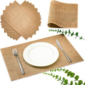 Layhit 24 Pcs Burlap Braided Placemats Bulk for Dining Tables Heat Resistant Jute Table Mats Farmhouse Woven Fabric Natural Place Mats for Fall Decoration (Rectangle)