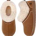 LongBay Women's Cozy Bootie Slippers Memory Foam Warm House Shoes with Fluffy Collar Non-Slip Indoor Outdoor Chestnut,5-6