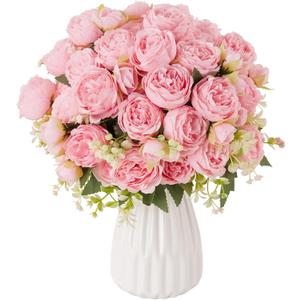 YOUNGLEAVES Pink Peonies Artificial Flowers 3 Packs Faux Peonies Flowers,Silk Peonies Flowers Fake Peonies Flowers Bouquet for Vase Centerpiece Table Wedding Party Home Decor Indoor