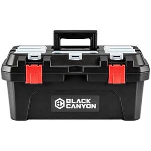 Black Canyon 19 Inch Portable Plastic Tool Box, 19 in × 9.6 in × 8.3 in, Padlockable 1 Piece 19 in
