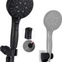 GwernKB Handheld Shower Head with on off Switch&Built-in Power Spray,7-Setting High Pressure Spray Shower Wand with 79in Long Hose&Bracket and Extra Adhesive Shower Holder for Lower Mount,Black
