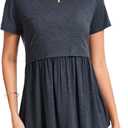 Sosolism Women's Maternity Nursing Shirts for Breastfeeding Tops (Large, Dark Grey)