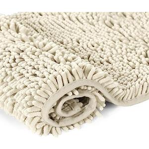 Lukery Chenille Bathroom Rugs Microfiber Bath Rugs Machine Washable Bathroom Mat Plush Bath Mats Winter Bathroom Rug Non Slip Washable Kitchen Rugs Door Mat Floor Mats (20"x32",Cream)