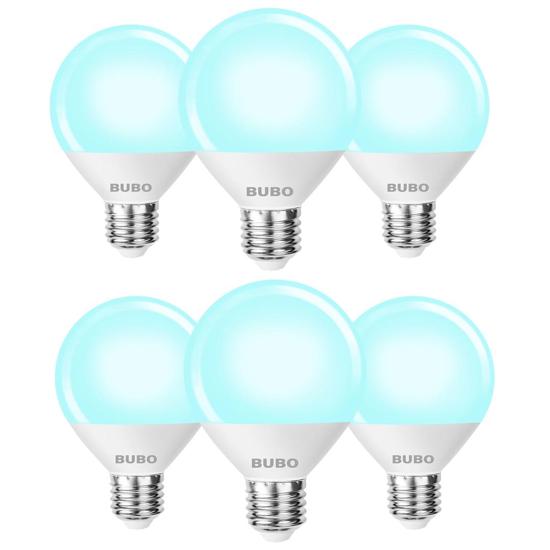 BUBO Vanity Light Bulbs 60 Watt Equivalent, 7W LED Bathroom Light Bulbs Over Mirror, Daylight White 5000K, G25 Globe Round Bulbs for Makeup, E26 Standard Base, 800LM, Non-Dimmable, 12 Pack