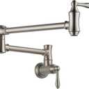 Delta Brushed Nickel Traditional Pot Filler Kitchen Faucet, Wall Mount Kitchen Faucet, Stainless 1177LF-SS