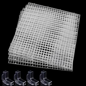 Hipanda Aquarium Hood Fish Tank top Cover, Terrarium lid Plastic Grid with 4-Piece Set Corner Protectors. Prevents Jumping (Fit 8MM/0.3inch Glass)