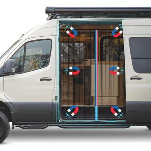 Kohree Van Bug Screen, Full Magnetic Strips Door Mesh Curtain, Universal Size for Side Door and Rear Door Flyscree Mosquito Net for Mercedes Sprinter Motorhome Camper (Side Door, 59" H x 43" W)