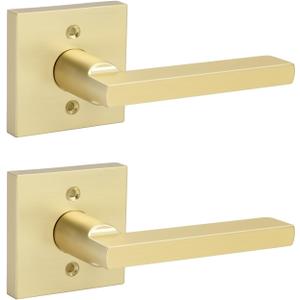goldenwarm Gold Dummy Door Handles, No-Turning Brushed Brass Door Dummy Levers, Brushed Gold Dummy Handle 1 Pack