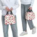 ESXPNVN Fruit Pattern Cherry Lunch Bag For Women Men Reusable Insulated Lunch Box Fashion Cooler Tote Lunch Bags For Office Work Picnic
