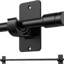 Black Curtain Rods No-Drilling for Windows 48 to 84 Inch - 5/8" Diameter Adhesive Curtain Rod, Splicing Drapery Rod Set with Renter Friendly Adhesive Brackets (Size: 32" - 93")
