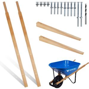 BHROWL Wheelbarrow Handles Replacement Kit – 2 60-Inch Heavy-Duty Wooden Handles – Universal Fit – Includes Bolts, Nuts & Wedges – Pre-Drilled - FSC-Certified Eco-Friendly Wood – Plant a Tree