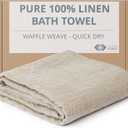 Pure 100% Linen Bath Towel - 30x60-inch Lightweight Travel Towel - Linen Beach Towel Waffle Weave Quick Dry Hair Towel - Thin Towels for Bathroom