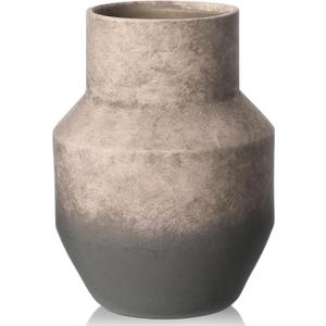 Large Ceramic Round Vase 13 Inch Rustic Ceramic Flower Vase Brown Large Terracotta for Living Room Decor Floor Home Decor Accents, Vintage Pottery