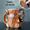 2 x Ice Cream Pint Holder, Highland Cow Ice Cream Holder, with 1 spoon, Gift for cream Lovers