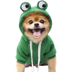 XIAOYU Pet Clothes Dog Hoodies Warm Sweatshirt Coat Puppy Autumn Winter Apparel Jumpsuit with Eye Hood, Frog, XXL