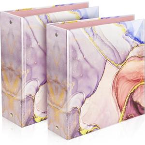 Mini 3 Ring Binder 5.5 x 8.5, 2-Inch Binder, Round Ring, Pink, Pack of 2 